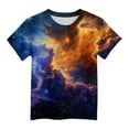 thumbnail image 2 of lnmuld Girls Celestial Star Print Short Sleeve T-Shirt Casual Round Neck Tee for Everyday Play and School Size:12-13 Years, 2 of 3
