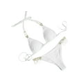 thumbnail image 2 of Franhais Women Casual Swimsuit Bikini Set, Gem Patchwork Bandage Halter Bra+Low Waist Panties, 2 of 5