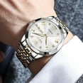 thumbnail image 4 of OLEVS Watch for Men Diamond Business Dress Analog Quartz Stainless Steel Waterproof Luminous Date Two Tone Luxury Casual Wrist Watch, 4 of 14