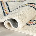 thumbnail image 3 of Well Woven Bolea Ivory Multi Diamond Geometric Retro Shag Area Rug 3x5 (3'11" x 5'3"), 3 of 8