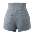 thumbnail image 4 of Sngxgn Women's Ripped High Waisted Denim Shorts Stretchy Hem Jean Shorts(Blue,XL), 4 of 7