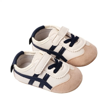 

ValenSweet Infant Baby Boys Girls Moccasins Sneakers Contrast Color Stripe PU Leather Anti-Slip Sole Prewalker First Walker Shoes
