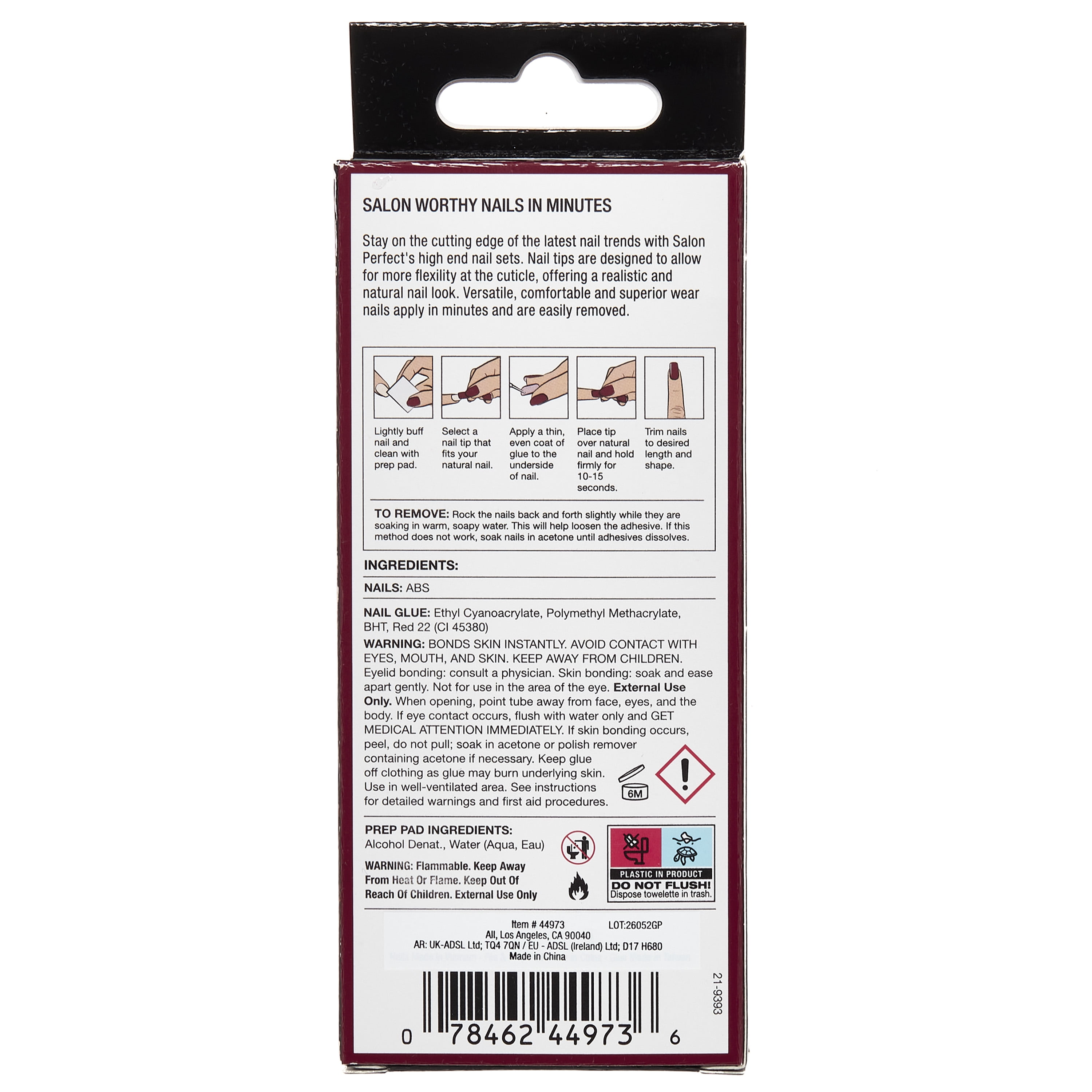 Salon Perfect Halloween Thrill Medium Coffin Press-On Nails with Glue & File, Magnetic Black, 30 Pieces
