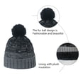 thumbnail image 3 of Gorro de invierno con puños suaves, pompón, rayas, tejido, calavera, gorro de esquí holgado, gorro de lana de mezcla de colores degradados, 3 of 5