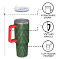 thumbnail image 4 of Green Christmas Tree Pattern Tumbler with Handle and Lid,40oz Double Wall Vacuum Insulated Tumbler,Cups Gift for Women and Men, 4 of 7