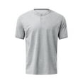 thumbnail image 3 of DYMADE Men's Summer Casual Pure Short Sleeve Button Henley T-Shirt Tops, 3 of 4