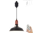 thumbnail image 1 of FSLiving Éclairage de Rail de Type J à Hauteur Réglable Macaron Noir Lampe en Bois Robuste Style Industriel avec Ampoules DEL Intelligentes 7W par Télécommande, Support de Rail 2200K-6500K Décorer pour Table à Manger 4 Pi, 1 of 9