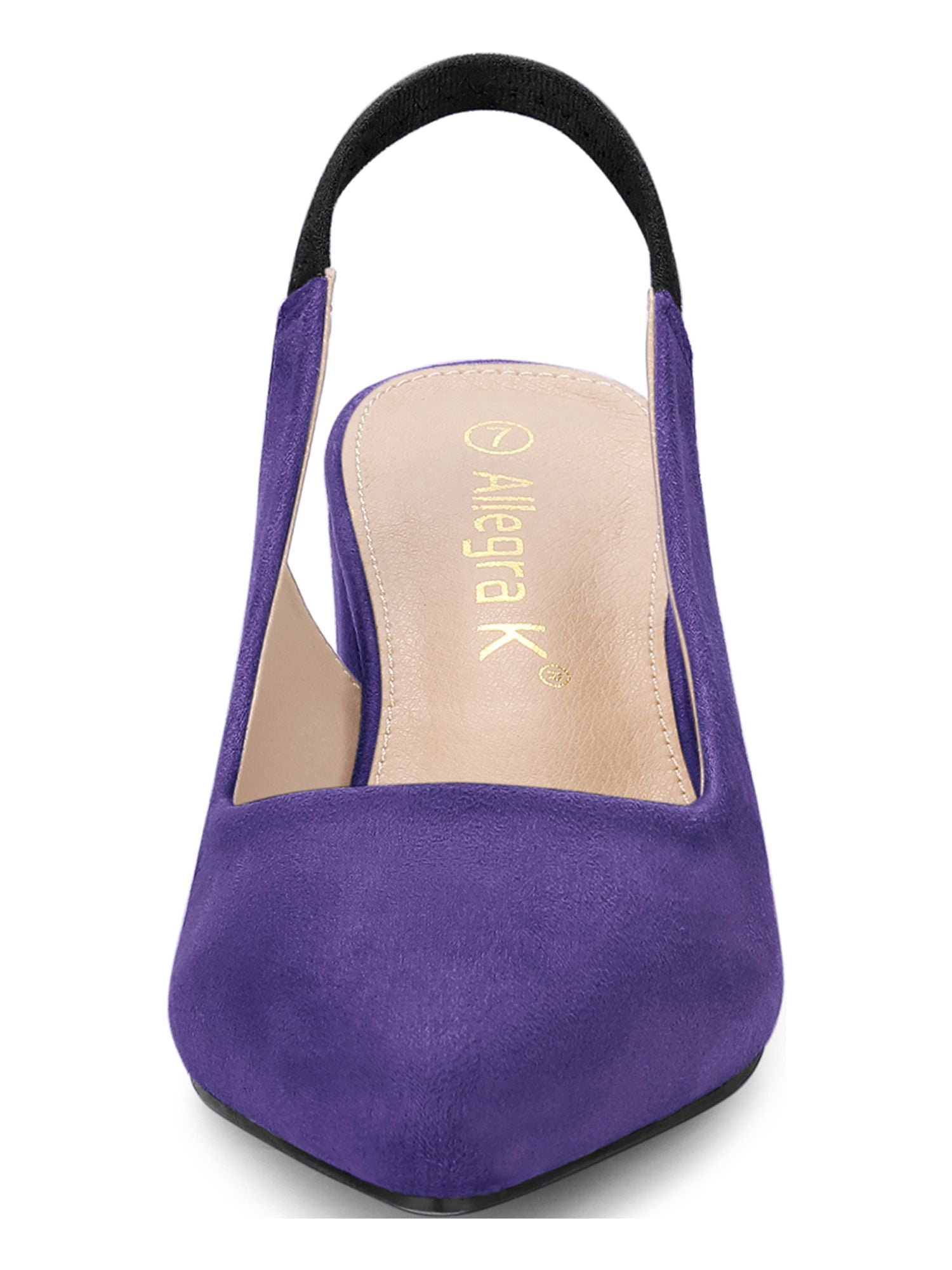 DARING DIVA Women's Pointed Toe Chunky Heel Pumps Slingback Heel Purple 7.5