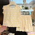 thumbnail image 2 of JUMEYU Summer Pajamas Toddler Girl Kids Toddler Baby Girl Pajamas Set Girls Roller Preppy Button Down Shorts Summer Pjs 2T 3T (Yellow,2-3 Years), 2 of 4
