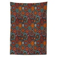 thumbnail image 3 of Ambesonne Mandala Tablecloth Rectangular Table Cover, Circular Nested Floral Form, 60"x84", Vermilion Ruby Sky Blue, 3 of 4