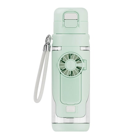 Foldable Fan 2 in 1 Water Bottle USB C Rechargeable 3 Speed 690ml with Straw for Camping