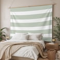 thumbnail image 3 of Sage Green Stripe Tapestry for Bedroom Wall Hanging Tapestry, Modern Simple Geometric White Striped Ceiling Backdrop Tapestries Poster Blanket Wall Decor for Teens Room Living Room Dorm 55" x 73", 3 of 8