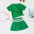 thumbnail image 4 of Toddler Girls Clothes Toddler Baby Girl Clothes Summer Outfits Ruffled One Shoulder T-Shirt Bow Hem Tops Cute Skirt Set,Green, 4 of 6