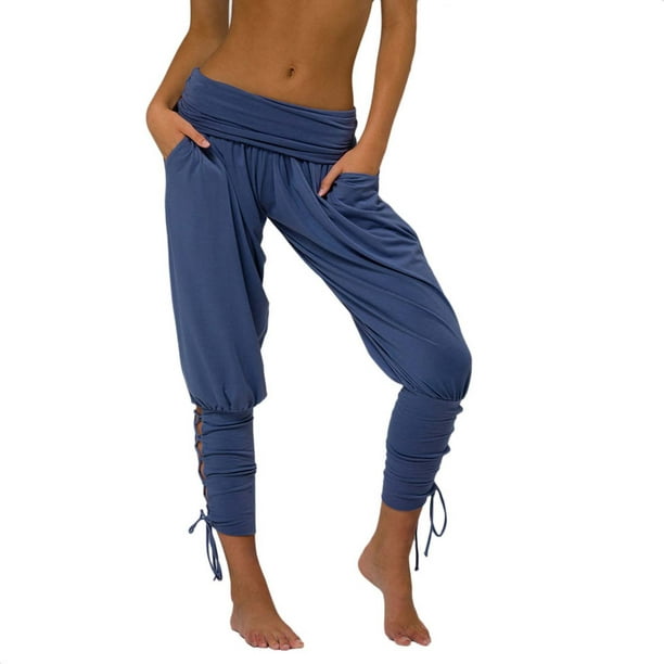EQWLJWE yoga pants For Women Yoga Pants Clearance Women Yoga Sportwear  Lace-up Bandage Solid Casual Elastic Waist Pants Leggings