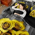 thumbnail image 5 of Feelyou Fashion Yellow Rose Bedding Comforter Set 7pcs for Couple, Romantic Flower Floral Queen Bedding Sets, Happy Valentine's Day Reversible Queen Sheet Sets, Ultra Soft Bedroom Decor, 5 of 9