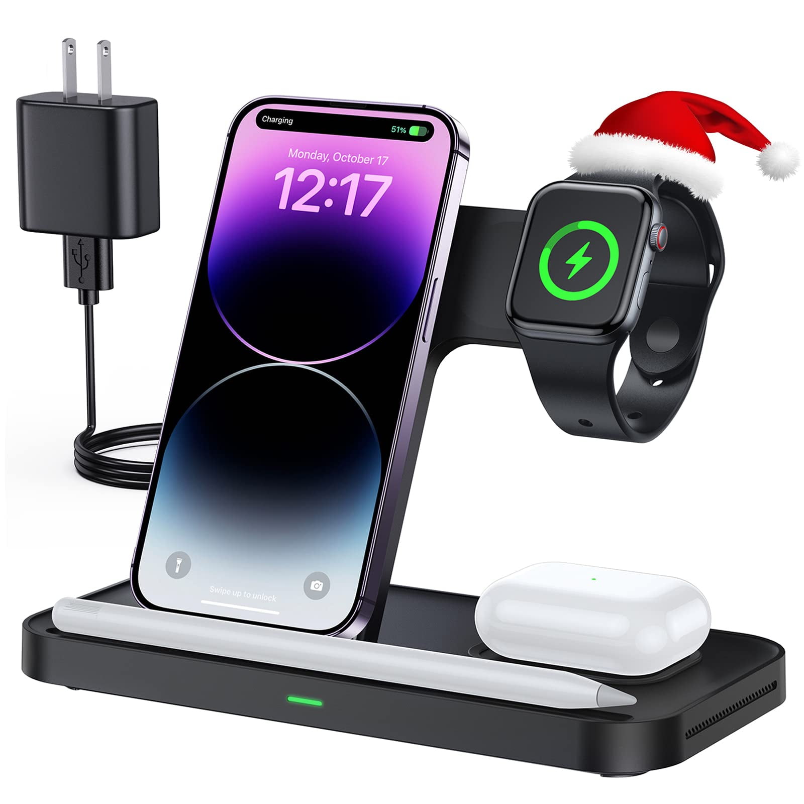 Wireless Charging Station, 15W 3 in 1 Wireless Charger Stand Compatible  with iPhone 14/13/12/11/XR/X/8 Series/Samsung Note 20/S21/S20/S10/iWatch 8  Ultra 7 6 SE 5 4 3 2/AirPods 3/2 - Walmart.com