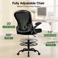 thumbnail image 5 of ATHOPE Ergonomic Office Chair, Mesh Desk Chair with Lumbar Support, Tall Office Chair with Flip-Up Armrests and Footrest Ring, Adjustable Computer Chair for Standing Desk Home Office, Black, 5 of 10