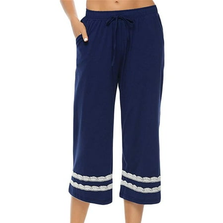 

Pudcoco Women s Sleepwear Lace Pants Sleep Cropped Lounge Bottoms Adjustable