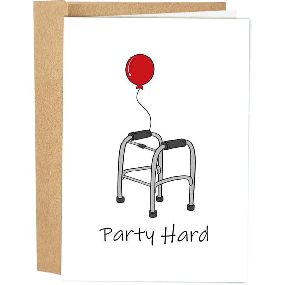 Tarjeta de cumpleaños Naixiwen Party Hard para adultos con sobre
