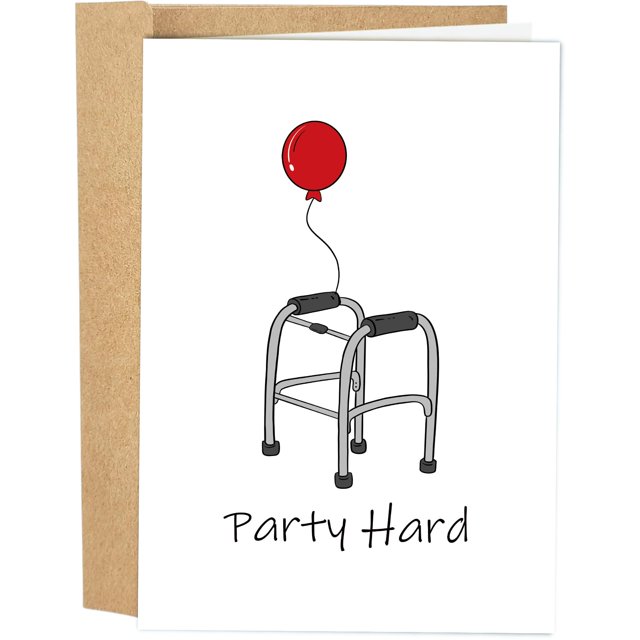 Tarjeta de cumpleaños Naixiwen Party Hard para adultos con sobre