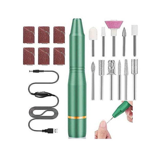 Taladro de uñas eléctrico, lima de uñas de velocidad ajustable, taladro de uñas con kit de broca y bandas de lijado, herramienta de manicura pulidora eléctrica para acrílicos