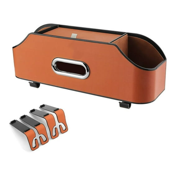 Hyknon Outils Organisateur de Siège Arrière de Voiture avec 2 Porte-Gobelets - Boîte à Mouchoirs et Crochets de Rangement - Rangement Multifonctionnel - pour Enfants et Outils de Voyage