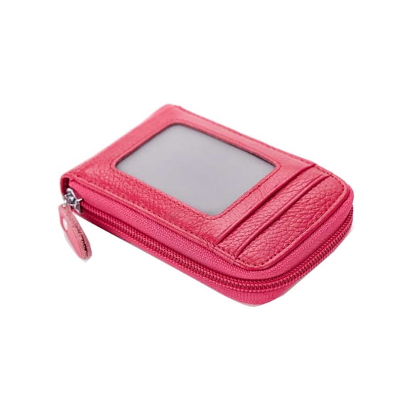 Cartera para hombre Minnieouse cuero vintage bloqueo de negocios Rosa roja