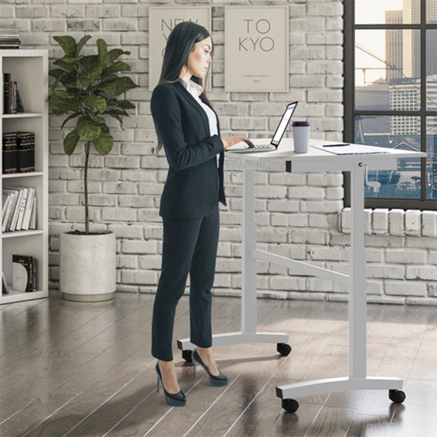 Atlantic Sit Stand Height Adjustable Desk with Side Crank and