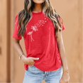 thumbnail image 2 of TSADFHJI Hauts à Manches Longues pour Femmes Coton Mode Décontractée Impression de Mots Chemises Col Rond Manches Courtes Tee Tops Tunique Blouse L Rouge, 2 of 5