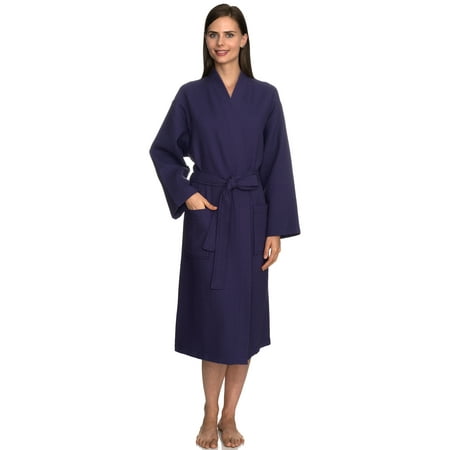 

TowelSelections Women s Waffle Bathrobe 100% Cotton Soft Kimono Spa Bath Robe X-Small/Small Mulberry Purple