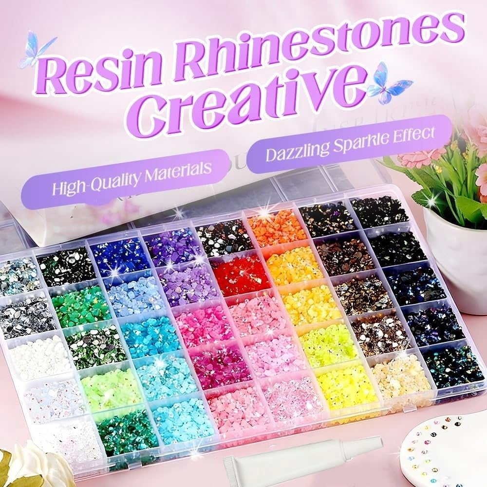 Resin Jelly Rhinestones for Bedazzling, Multicolor 3mm Flatback Rainbow Gems 3mm Rainbow Colorful Jelly Rhinestones Gems Bedazzling Bedazzed Kit, Multi Colored Gemstones Flatback Bedazzler