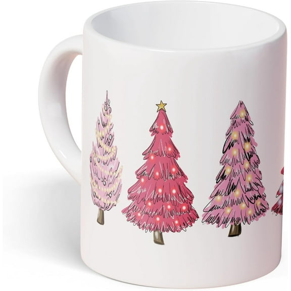 Pink Christmas Santa Coffee Mug - Winter Holiday Gifts for Women