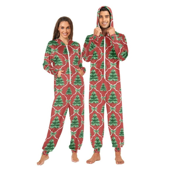 joogoo Christmas Tree-2 Unisex Adults Onesies Pajamas Jumpsuits L
