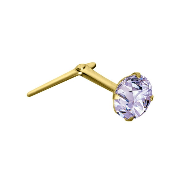 9ct Gold Jewelco London Lilac Crystal Claw Set Andralok Hinged Nose Stud 3mm