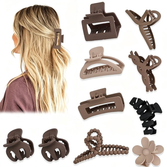 FORICOM 10Pcs Matte Braided Claw Clips – Strong, Non-Slip Hair Clips for Women & Girls