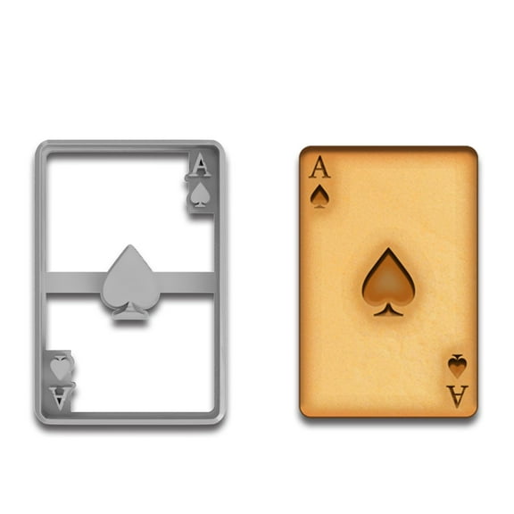 Ace of Spades Playing Card Cookie Cutter - 4x2.6", Poker-Themed Baking Tool