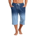 thumbnail image 2 of Mens Swim Trunks Men's Gradient Print Casual Drawstring Cropped Capri Pants Resort Swim Trunks Beach Shorts with Elastic Waist Quick-Dry Summer Pants for Vacation Travel Blue S, 2 of 9