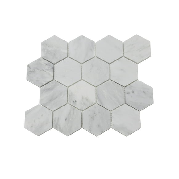 FixtureDisplays® 13.58 x 11.41" Carrara White Marble Tiles 15975