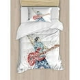 thumbnail image 3 of Popstar Party King Size Duvet Cover Set, Abstract Guitarist from Circles Colorful Dots Energetic Performer Man Print, Decorative 3 Piece Bedding Set with 2 Pillow Shams, Multicolor, by Ambesonne, 3 of 3