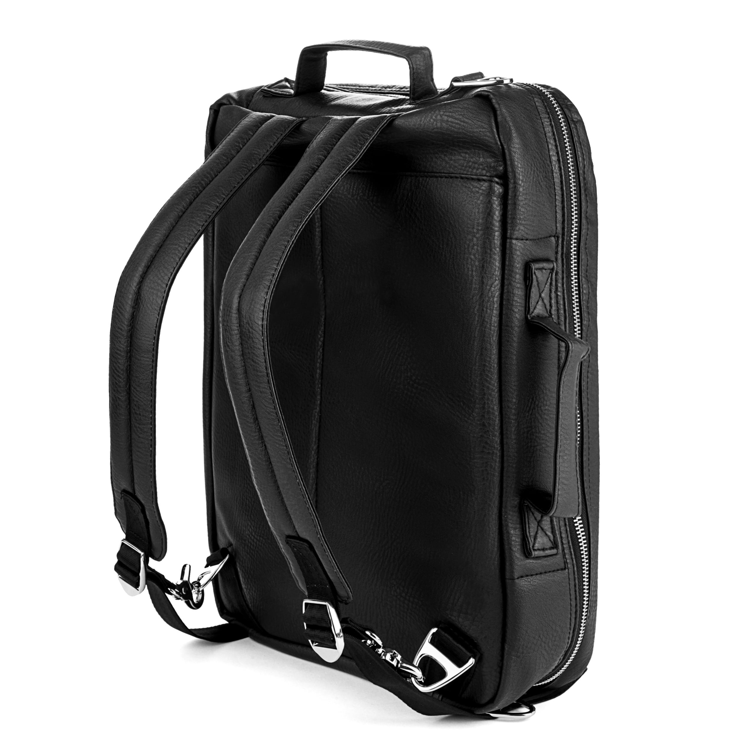 Lencca Quadra 4-in-1 Convertible Laptop Bag – Messenger, Backpack, Tote & Briefcase – Fits 13.5" Surface Book & Most 13"–15.6" Laptops – Water-Repellent Black