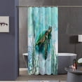 thumbnail image 1 of Cortina de ducha para cabina de ducha, juego de cortinas de ducha para baño de caravana de 91 x 183 cm con ganchos, cortina de baño de tortuga azul, tela impermeable, 1 of 6