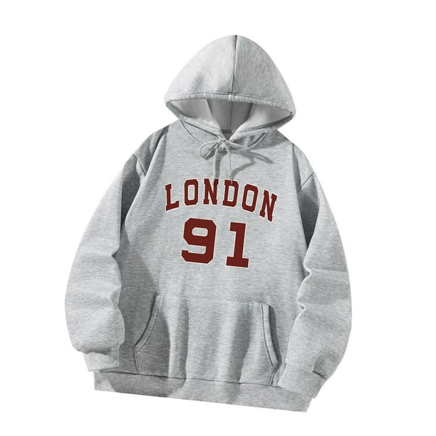 Sudadera con capucha y cordón Sudadera con capucha y cordón Elegante Suave Casual Gris Adulto L