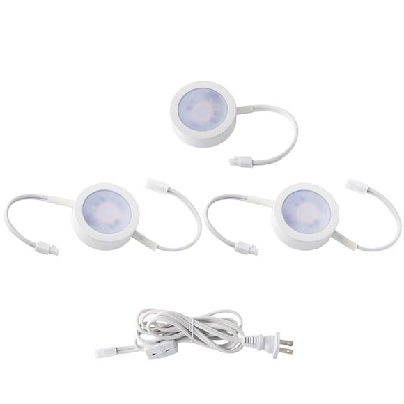 WAC Lighting, Trois Lumières LED avec Fil de Plomb 2-Double et 1-Simple 6 Po et Cordon d'Alimentation 6 Pieds avec Interrupteur à Rouleau 3-CCT Sélectionnable 2700K-3000K-3500K Tension de Ligne en Blanc