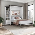 thumbnail image 2 of Bestar 116881-000017 85 in. Orion Queen Size Murphy Bed & Narrow Shelving Unit with Drawers, White & Walnut Gray, 2 of 7