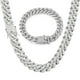 thumbnail image 5 of Cadena de eslabones cubanos de moda para hombres, joyería de Hip Hop, cadena Plata Yuyangstore collar pulsera, 5 of 5
