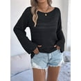 thumbnail image 6 of Womens Crochet Cover Up Long Sleeve Loose Fit Casual Sweater Hollow Out Knit Tops Black S, 6 of 9