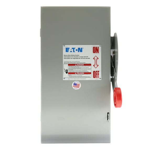 EATON DH261NGK Heavy-Duty Fusible Safety Switch, NEMA 1, 30A, 3P, 600V/250DC