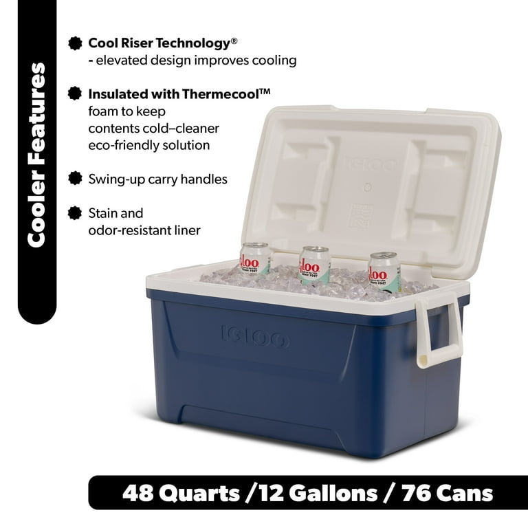 Igloo 48 QT Laguna Cooler with Hard Sided & Cool Riser Technology