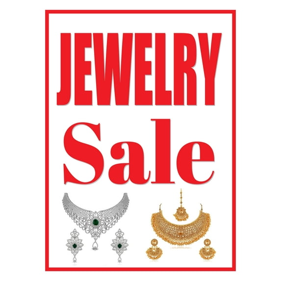 "Jewelry Sale" Store Display Paper Signs; 18"w x 24"h - 6 Pack