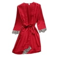 thumbnail image 1 of Bellella Robe de Chambre pour Femmes Manches Longues Nuisettes Ensemble de Pyjamas 5 Pcs Doux Col en V Vêtements de Nuit Pjs Rouge 3TG, 1 of 6